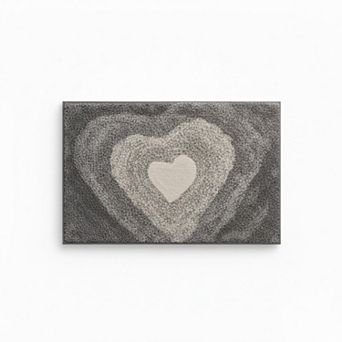 Plush Absorbent Bathroom Floor Mat with Heart Pattern Soft Textured Bath Rug