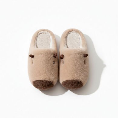 Women’s Plush Animal Slide House Slippers with Soft Sculpted Design and Cushioned Footbed