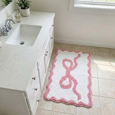 Tufted Abstract Bow Accent Mat Decorative Floor and Tabletop Decoration