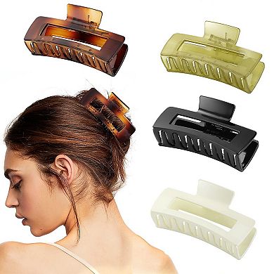 Rectangular Hair Claw Clip with Cutout Design and Strong Hold