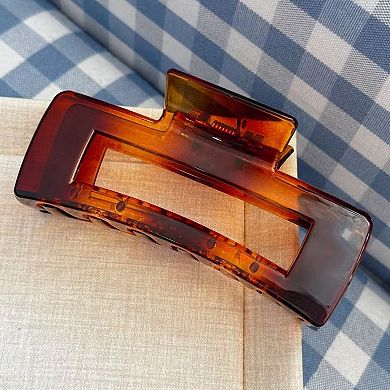 Rectangular Hair Claw Clip with Cutout Design and Strong Hold