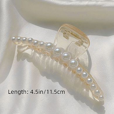 Pearl Detail Hair Claw Clip with Smooth Curved Shape and Secure Spring Hold