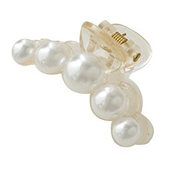 Pearl Detail Hair Claw Clip with Smooth Curved Shape and Secure Spring Hold
