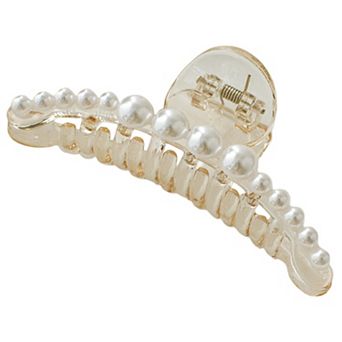 Pearl Detail Hair Claw Clip with Smooth Curved Shape and Secure Spring Hold