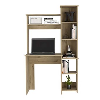 Aramis Desk, Five Shelves, Two Superior Shelves, Light Oak