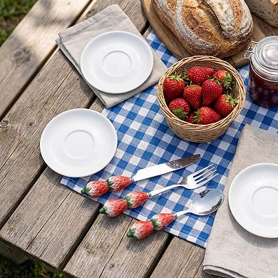 Strawberry Handle Flatware 3 Piece Set with Decorative Sculpted Design and Polished Metal Utensils
