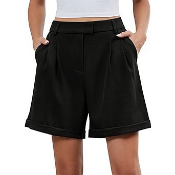 Womens Hight Waist Shorts Wide Leg Pants Causal Dressy Work Office Summer Shorts with Pockets