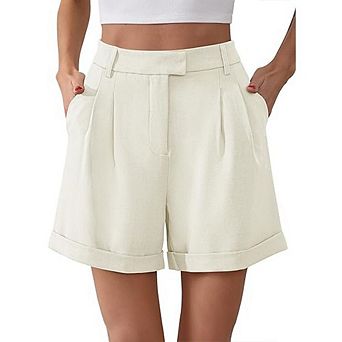 Womens Hight Waist Shorts Wide Leg Pants Causal Dressy Work Office Summer Shorts with Pockets