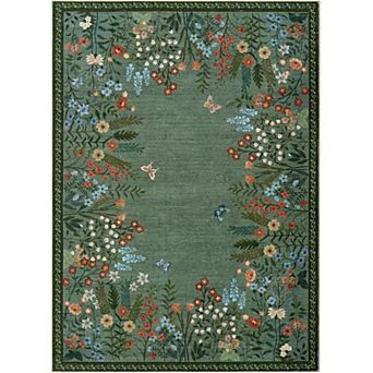 Washable Rug, Floral Print Large Area Rug for Living Room Bedroom Dining Room, Non-Slip Runner