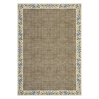 Area Rug, Farmhouse Floral Bordered Carpet, Non-Slip Soft Non Shedding Stain Resistant Carpet