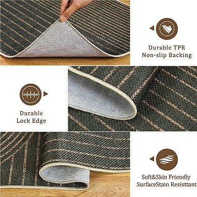 Modern Washable Carpet, Contemporary Non Slip Floor Carpet for Office RV Backyard