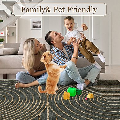 Modern Washable Carpet, Contemporary Non Slip Floor Carpet for Office RV Backyard