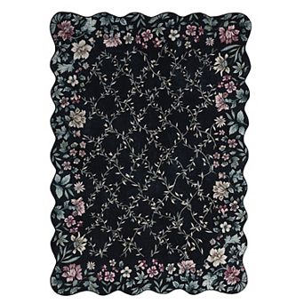 Boho Vintage Floral Entry Rug, Non-Slip, Washable Low Pile Carpet with Irregular Edges for Indoor