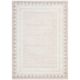 Modern Geometric Runner Rug, Washable, Non Slip, Non Shedding, Soft Low Pile Neutral Carpet