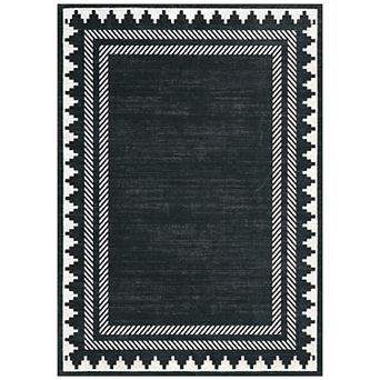 Modern Geometric Runner Rug, Washable, Non Slip, Non Shedding, Soft Low Pile Neutral Carpet