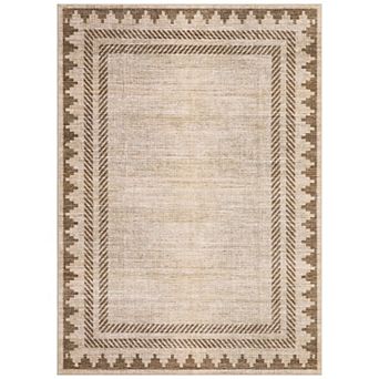 Modern Geometric Runner Rug, Washable, Non Slip, Non Shedding, Soft Low Pile Neutral Carpet