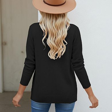 Women's Lightweight Cardigans V Neck Long Sleeve Knitted Button Down Sweater with Pockets