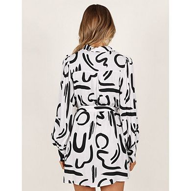 Women's Causal Fall Shirt Dress Long Sleeve Button Down Work Office Fit Mini Dresses