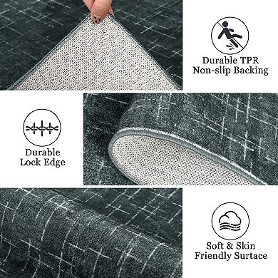 Washable Abstract Area Rugs, Modern Boho Neutral Large Striped Anti-Skid Contemporary Carpets