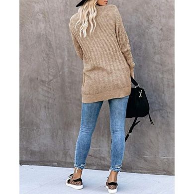 Womens Loose Open Front Cardigan Long Sleeve Casual Lightweight Soft Knit Sweaters Coat with Pockets