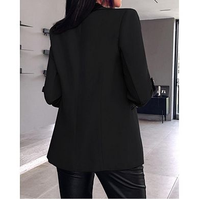 Women's Office Convertible Cuff Blazer Minimalist Loose Casual Versatile Cardigan Jacket