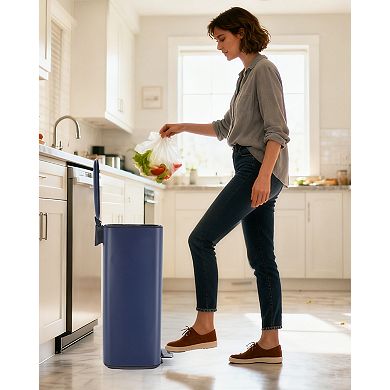 Stainless Steel Kitchen Trash Can - Step-On, Lid, Removable Inner Bucket, Square Garbage Bin