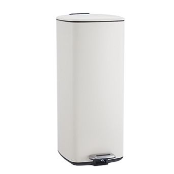 Stainless Steel Kitchen Trash Can - Step-On, Lid, Removable Inner Bucket, Square Garbage Bin