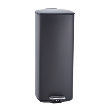 Stainless Steel Kitchen Trash Can - Step-On, Lid, Removable Inner Bucket, Square Garbage Bin