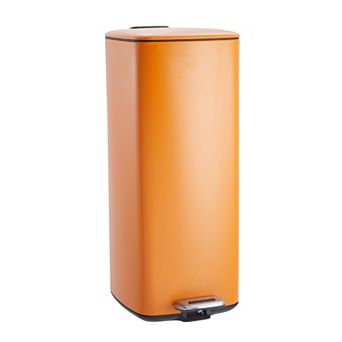 Stainless Steel Kitchen Trash Can - Step-On, Lid, Removable Inner Bucket, Square Garbage Bin