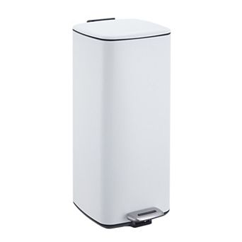 Stainless Steel Kitchen Trash Can - Step-On, Lid, Removable Inner Bucket, Square Garbage Bin