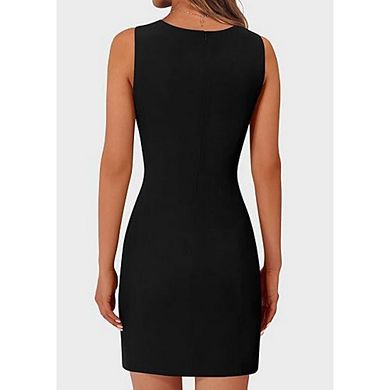 Women Sleeveless Button Down Dresses Summer Elegant Business Formal Work Office Dress