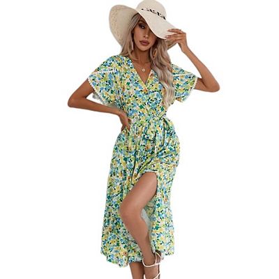 casual wrap dress midi Casual Wrap Dress