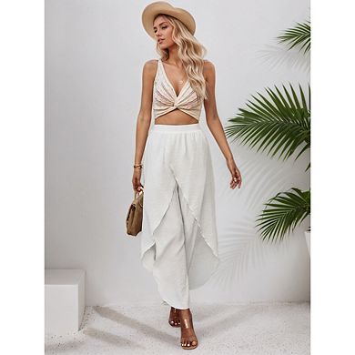 Women Wide Leg High Waisted Palazzo Boho Beach Casual Flowy Harem Pants