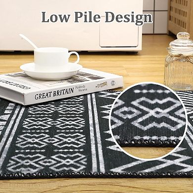 Area Rug Boho Machine Washable Area Rug for Living Room Bedroom Modern Geometric Non-Slip