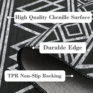 Area Rug Boho Machine Washable Area Rug for Living Room Bedroom Modern Geometric Non-Slip