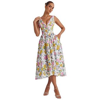 Womens Corset SunDress Slim V-Neck Backless Suspender Long Skirt Floral Summer Dress