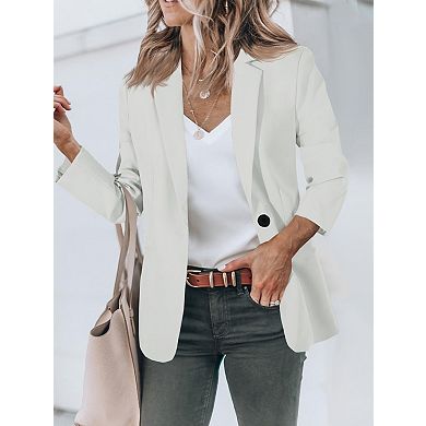 Womens Plus Size Blazers Casual Open Front Long Sleeve Work Office Suit Jackets Blazer