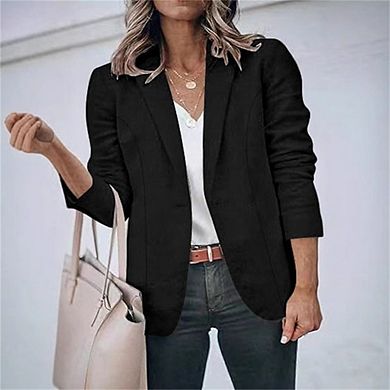 Womens Plus Size Blazers Casual Open Front Long Sleeve Work Office Suit Jackets Blazer