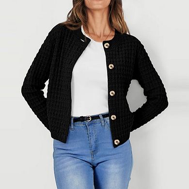 Women's Knit Cardigan Sweaters Long Sleeve Casual Work Office Open Front Button Down Fall Jackets
