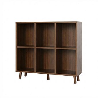 Cube Bookshelf, 6 Cube Storage Organizer Shelf, Display Cabinet with Base, for Living Room