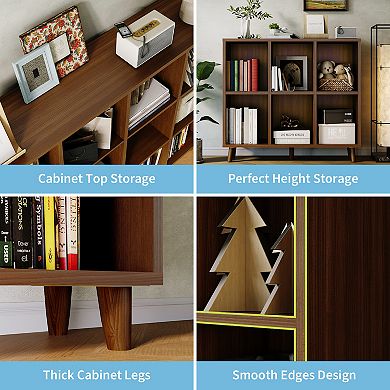 Cube Bookshelf, 6 Cube Storage Organizer Shelf, Display Cabinet with Base, for Living Room