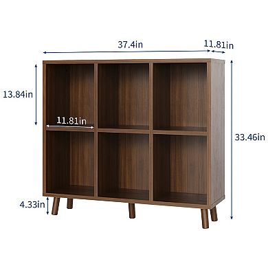 Cube Bookshelf, 6 Cube Storage Organizer Shelf, Display Cabinet with Base, for Living Room