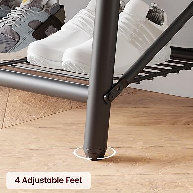 Coat Rack Shoe Bench with 5 Hooks, Hall Trees Entryway Bench with Storage