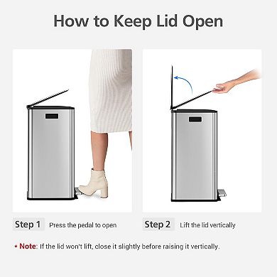 Stainless Steel Trash Can, 16 Gal Step-On Dual Trash Bin