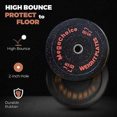 Rubber Bumper Plates Set, Weight Plates for Strength Training, Powerlifting and Weightlifting