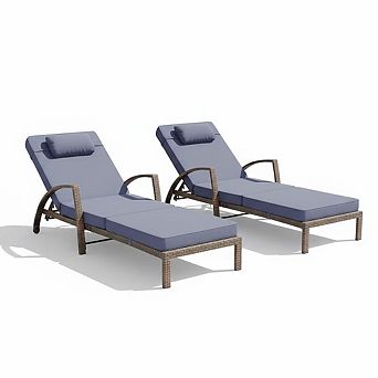 Outdoor Chaise Lounge Chairs, Rattan Reclining Chairs for Patio Pool Garden