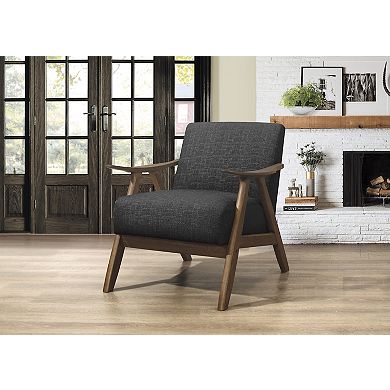 Modern Home Fabric Upholstered 1pc Accent Chair Walnut Finish Wood Cushion Back and Seat