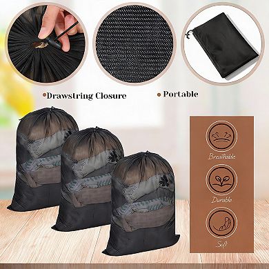 9-piece Mesh Laundry Bag Lockable Drawstring Heavy Duty Breathable