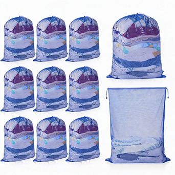 9 pc Mesh Laundry Bag Lockable Drawstring Heavy Duty Breathable