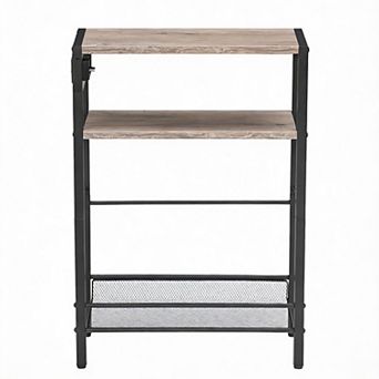 Slim Side Table with USB Outlet Storage 11.8"